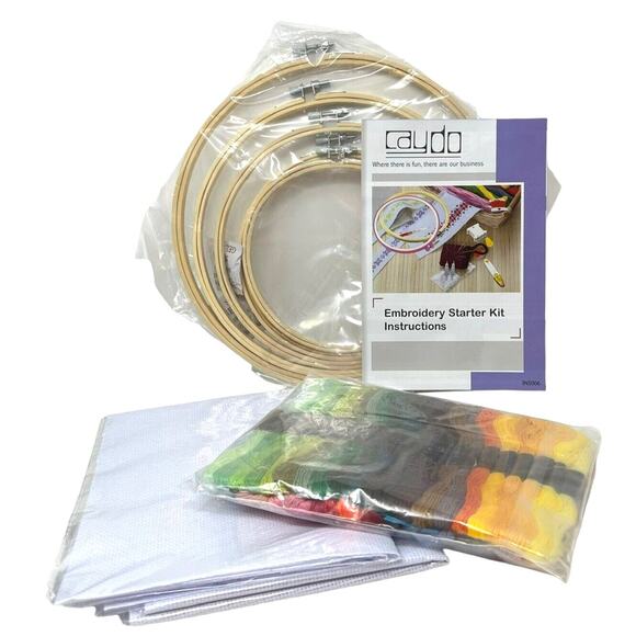Caydo Embroidery / Counted Cross Stitch Starter Kit Hoops Tools Floss Aida Cloth - Picture 8 of 11